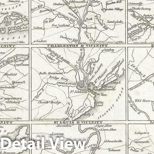 Historic Map : Plan of The Principal Cities in The United States, BraArtd, 1835, Vintage Wall Art