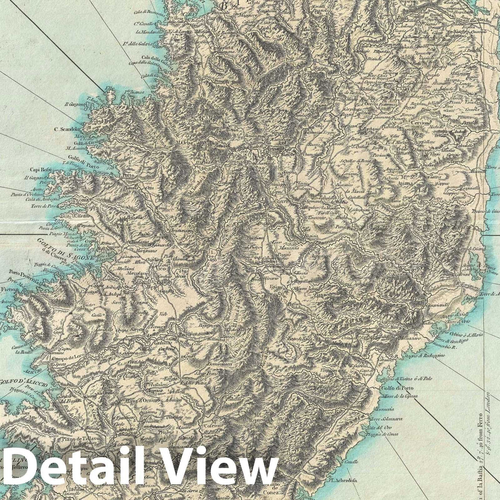 Historic Map : Corsica, Jefferys and Laurie, 1823, Vintage Wall Art