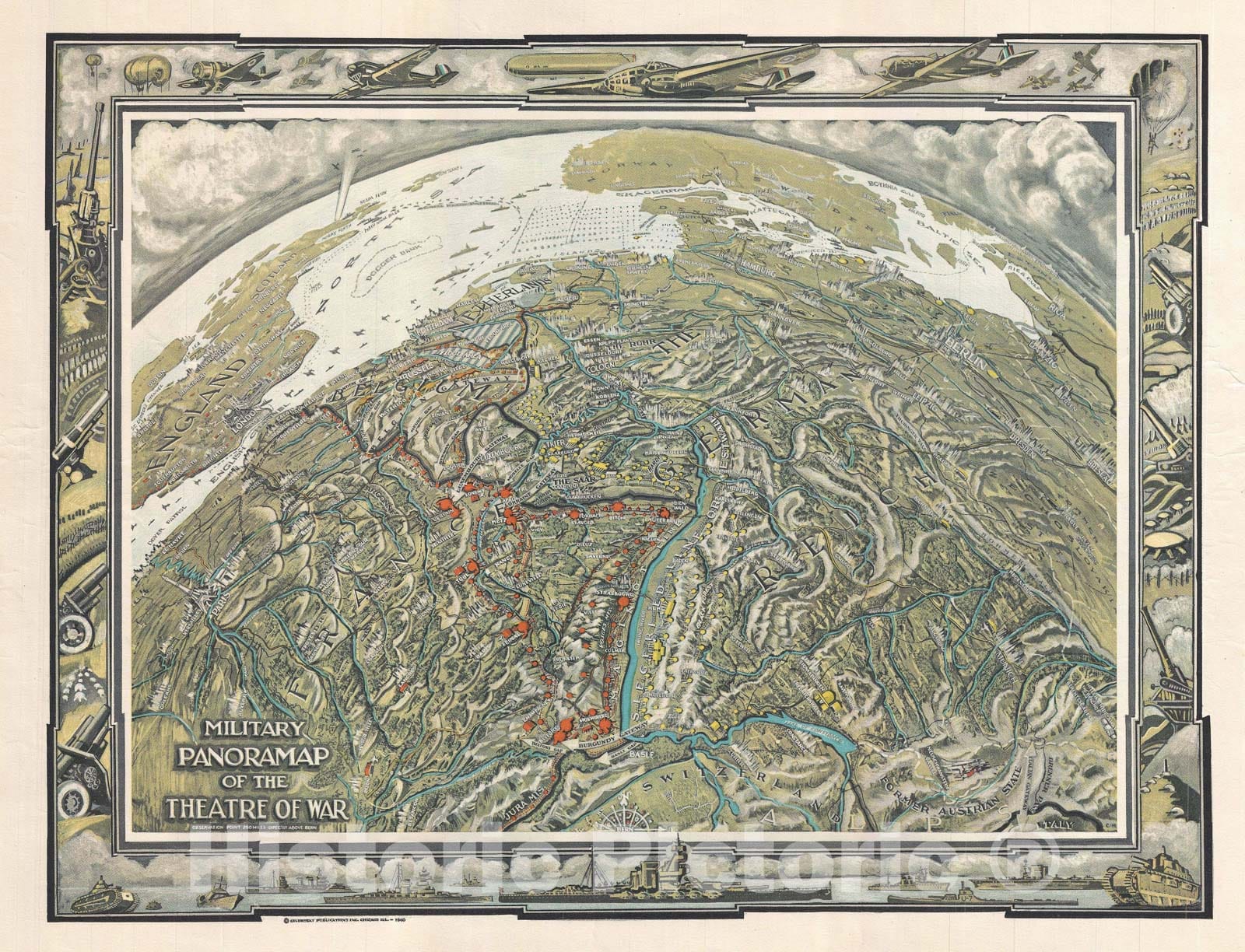 Historic Map : The Theater of War "WWII", Colortext, 1940, Vintage Wall Art