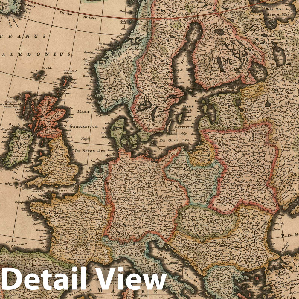 Historic Map : Europe, Visscher, 1677, Vintage Wall Art