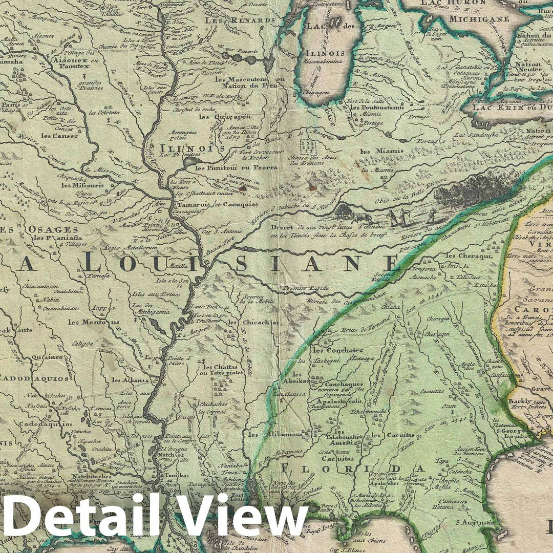 Historic Map : The Mississippi Valley "United States, Louisiana, Texas, British Colonies", Homann, 1720, Vintage Wall Art