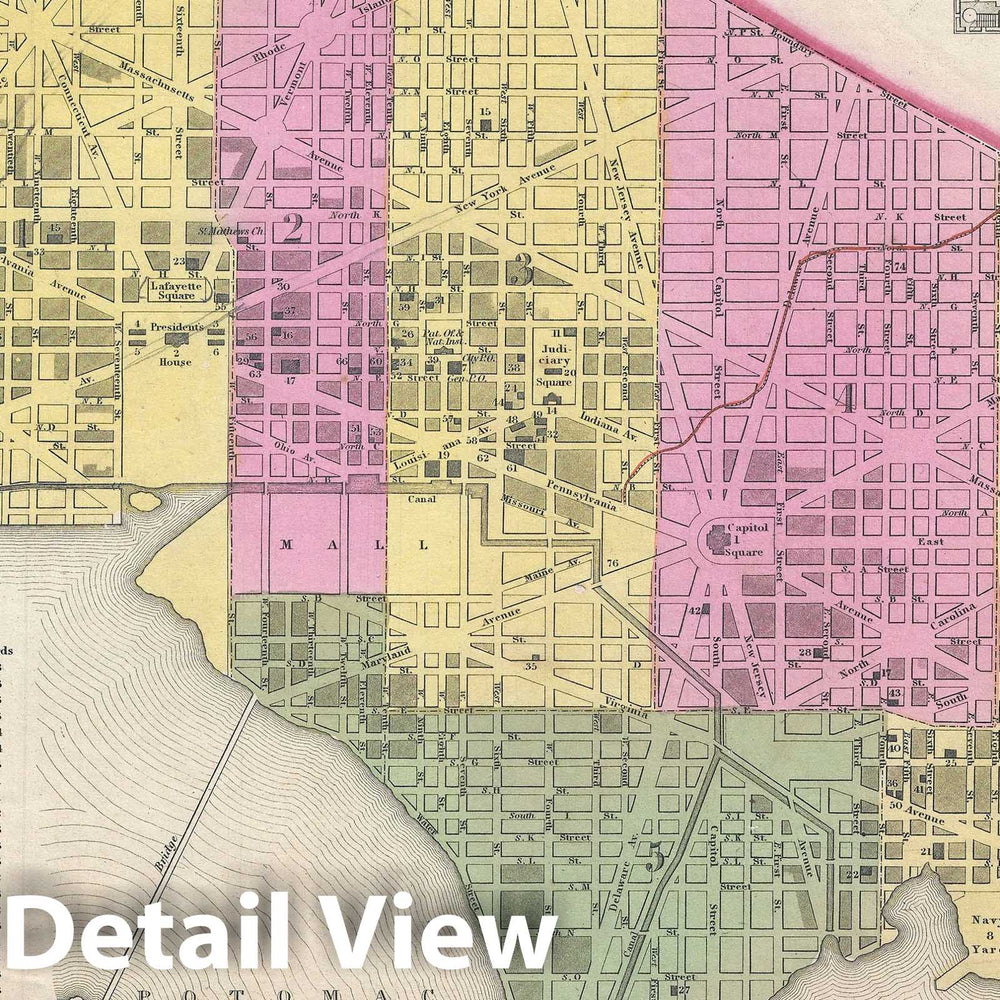 Historic Map : Washington D.C. and Georgetown "first edition", Mitchell, 1846, Vintage Wall Art