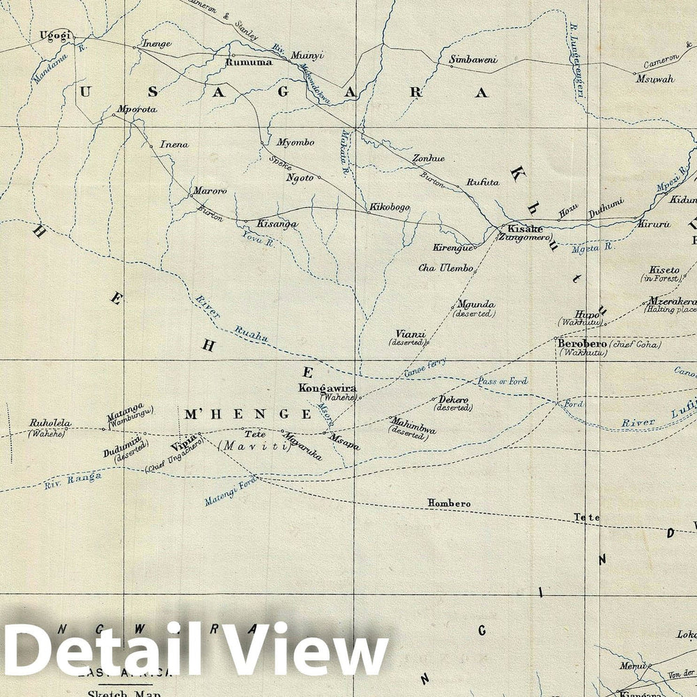 Historic Map : Tanzania, Africa, Johnston, 1879, Vintage Wall Art