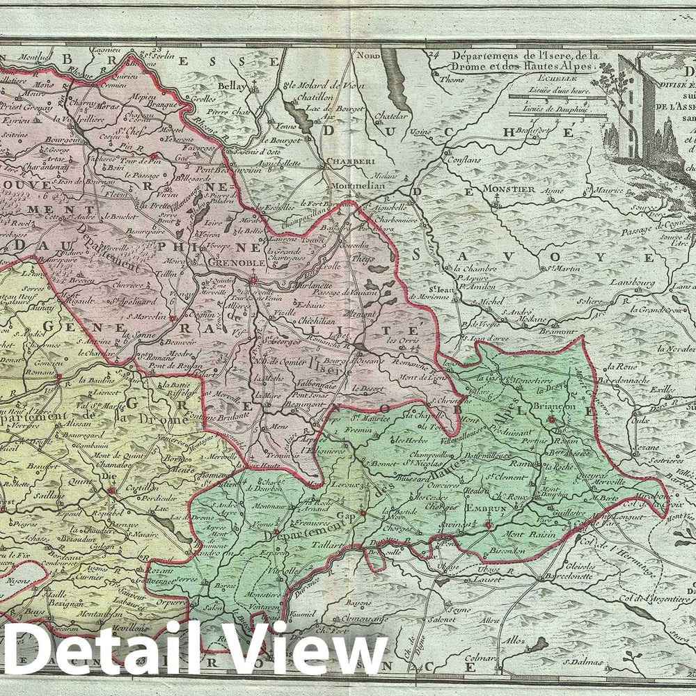 Historic Map : The Dauphine Region of France "French Riviera", Desnos, 1786, Vintage Wall Art