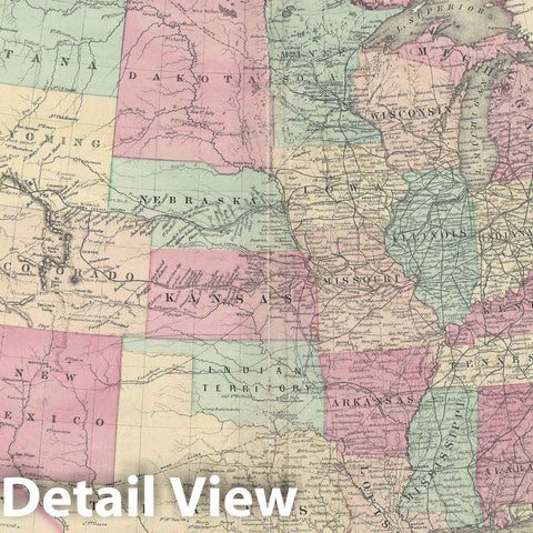 Historic Map : The United States, Walling and Gray, 1871, Vintage Wall Art