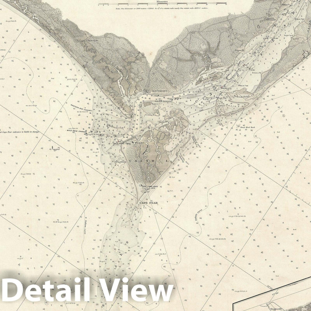 Historic Map : Cape Fear and Vicinity, North Carolina, U.S. Coast Survey, 1913, Vintage Wall Art