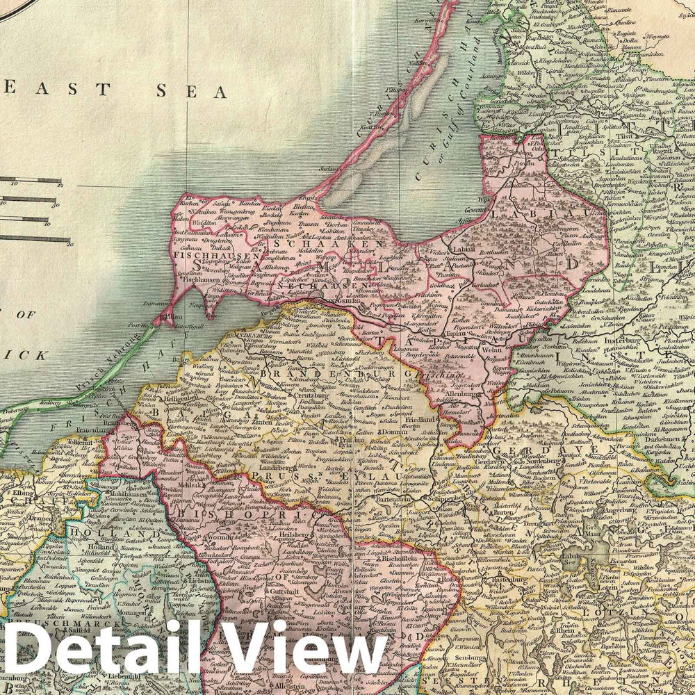 Historic Map : Prussia and Lithuania, Cary, 1799, Vintage Wall Art