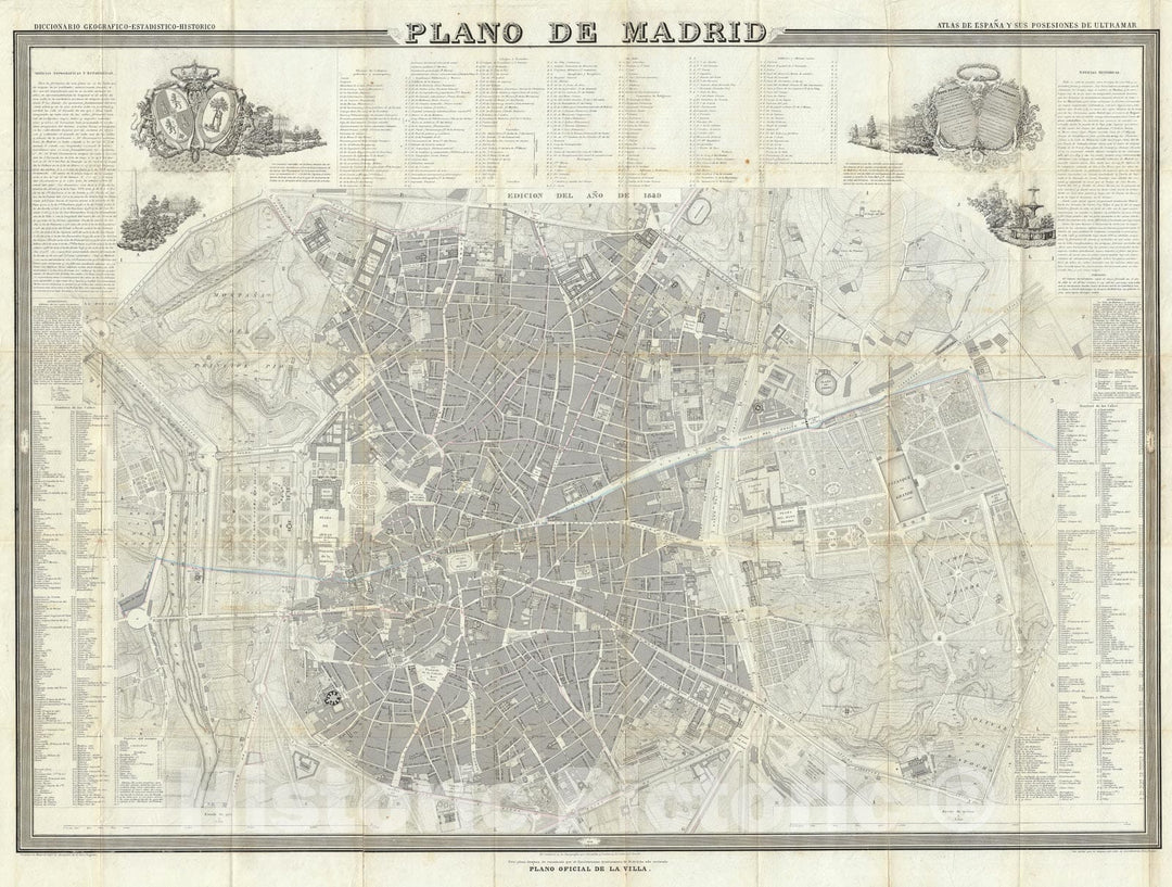 Historic Map : Madrid, Spain, Coello, 1849, Vintage Wall Art