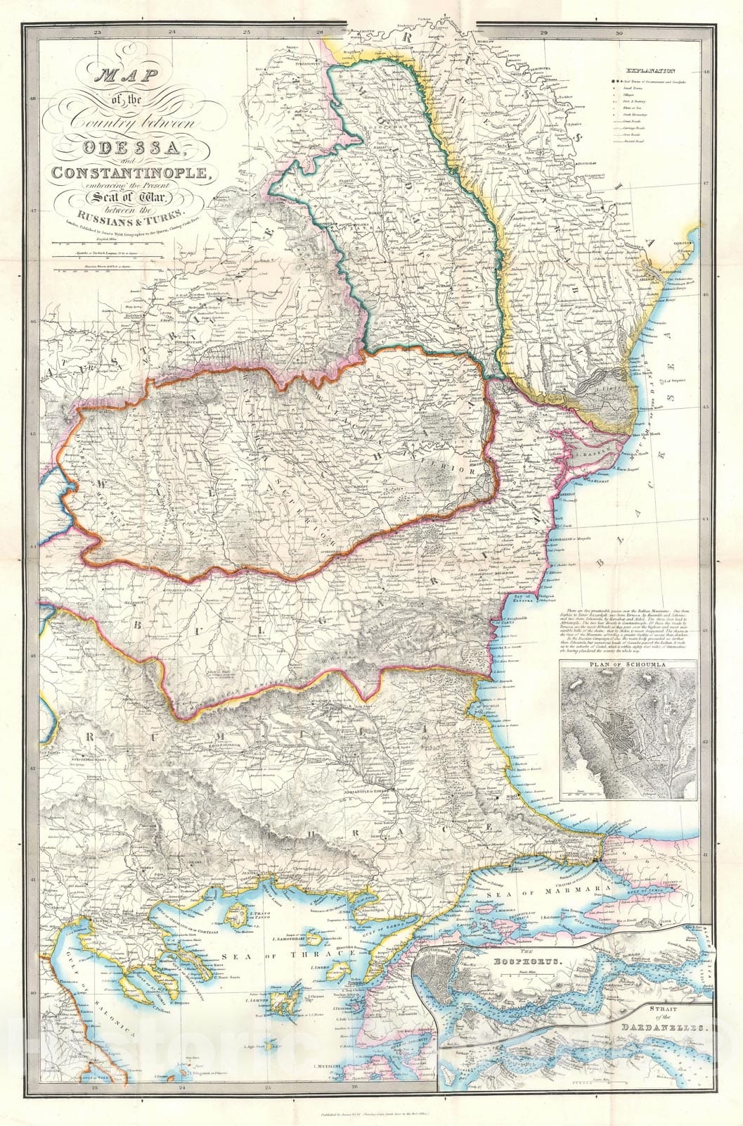 Historic Map : The Eastern Balkans and Black Sea During The Crimean War, Wyld, 1854, Vintage Wall Art