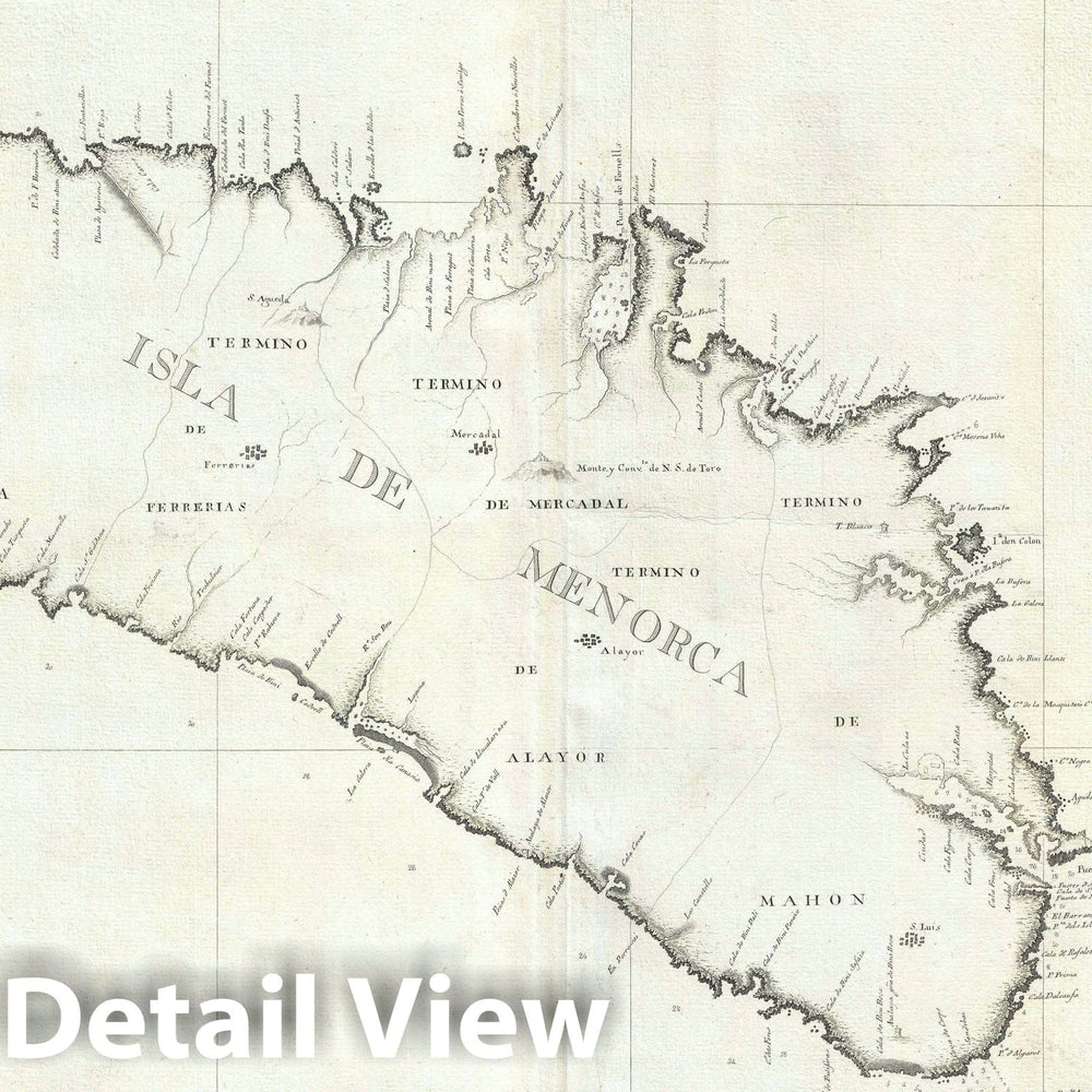 Historic Map : Nautical Chart Menorca or Minorca, Spain, Tofino, 1786, Vintage Wall Art