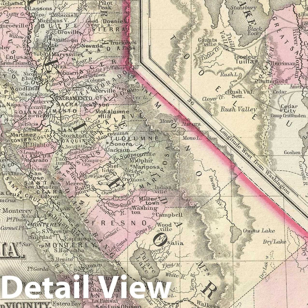 Historic Map : California, Mitchell, 1866, Vintage Wall Art