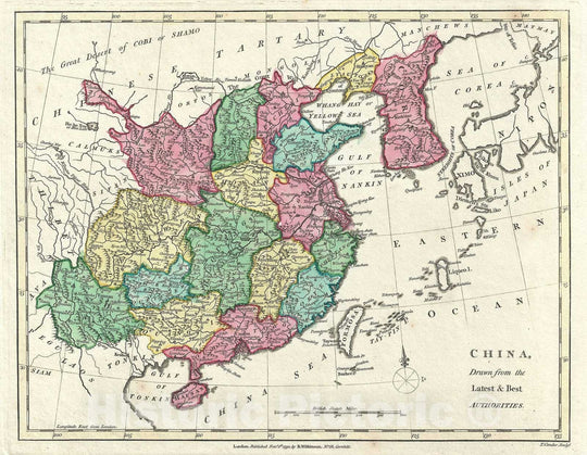 Historic Map : China, Korea "Corea" and Formosa "Taiwan", Wilkinson, 1792, Vintage Wall Art