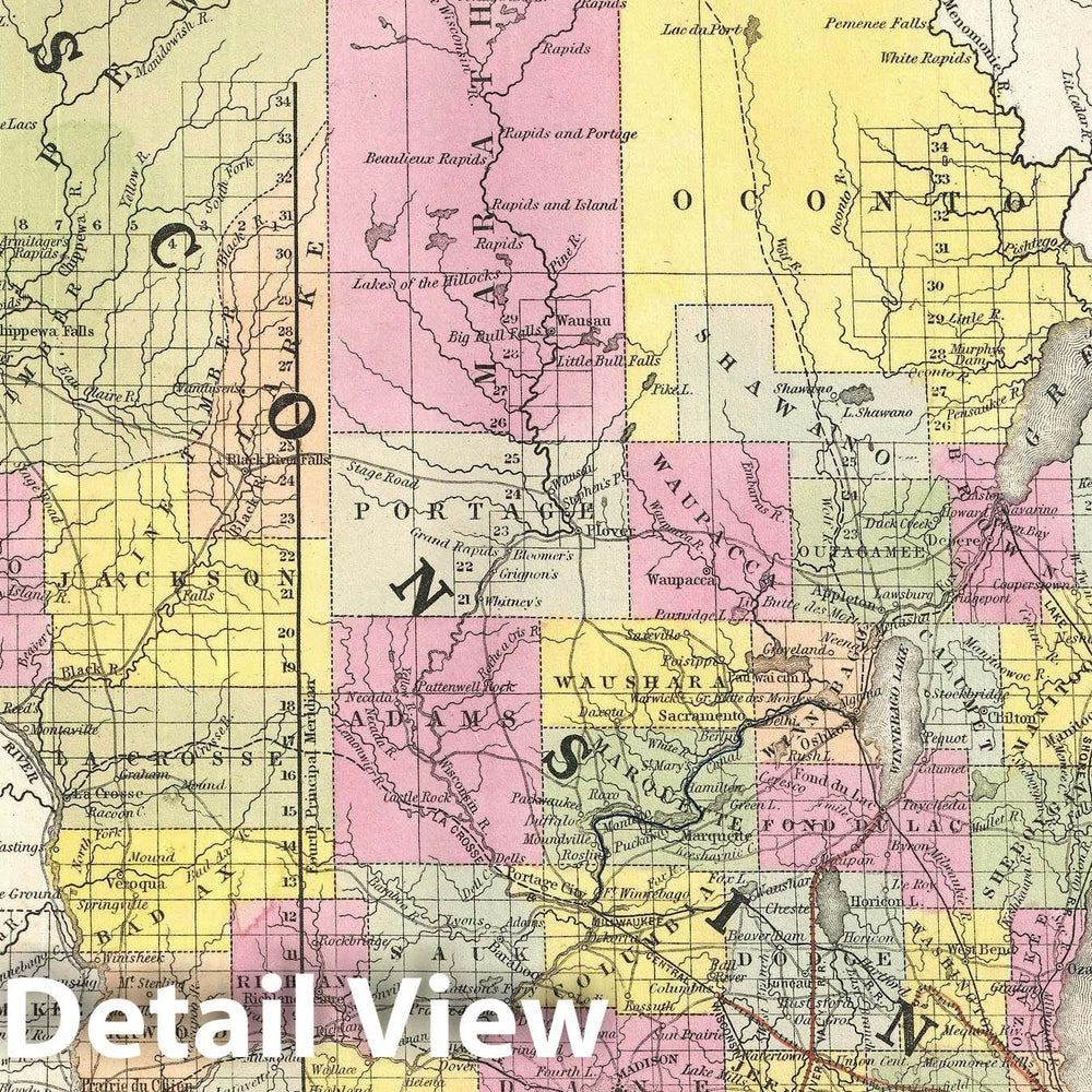 Historic Map : Wisconsin, Mitchell, 1854, Vintage Wall Art