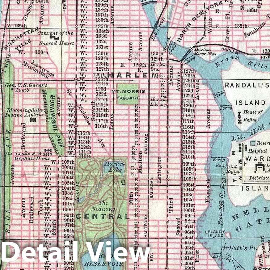 Historic Map : Plan of New York City, Kobbe, 1890, Vintage Wall Art