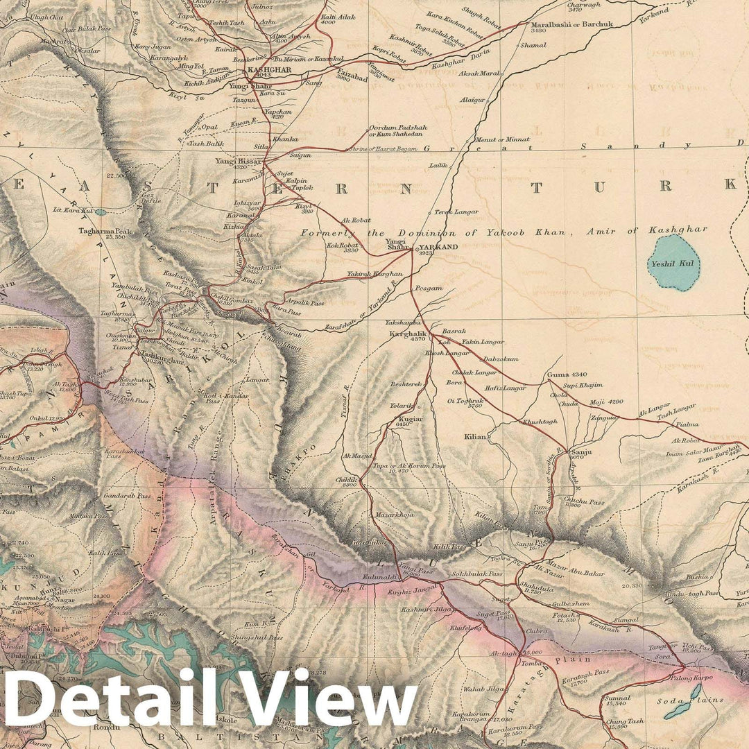 Historic Map : Xinjiang China during The Dungan Revolt, Turner, 1878, Vintage Wall Art