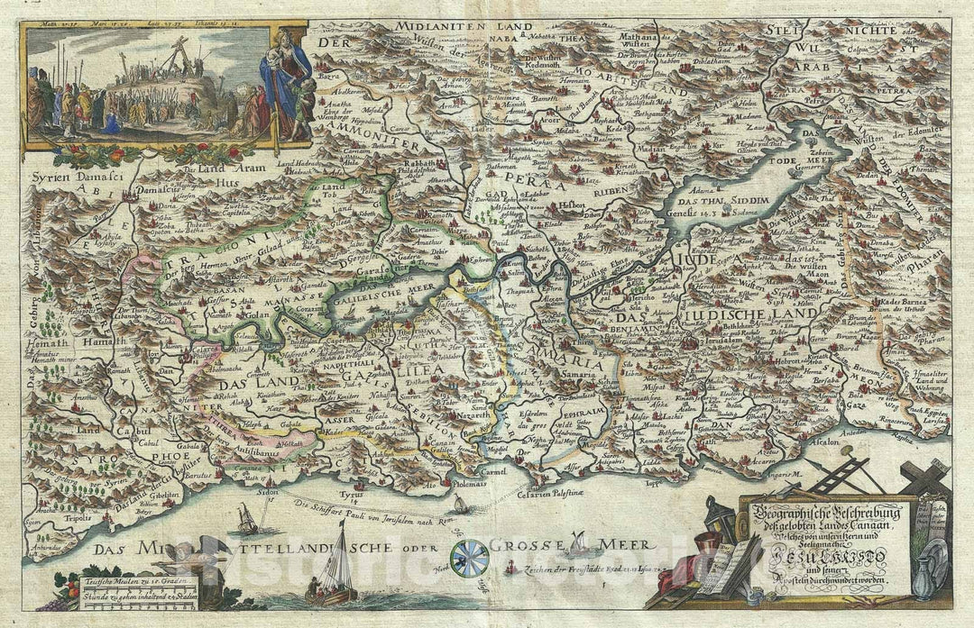 Historic Map : Israel, Palestine or The Holy Land, Visscher, 1700, Vintage Wall Art