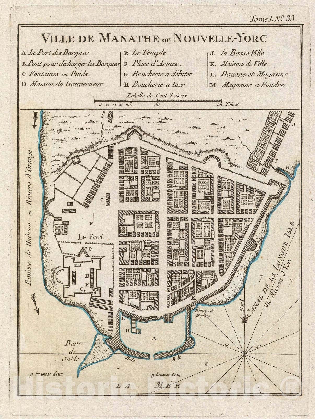 Historic Map : New York City, Bellin, 1764, Vintage Wall Art