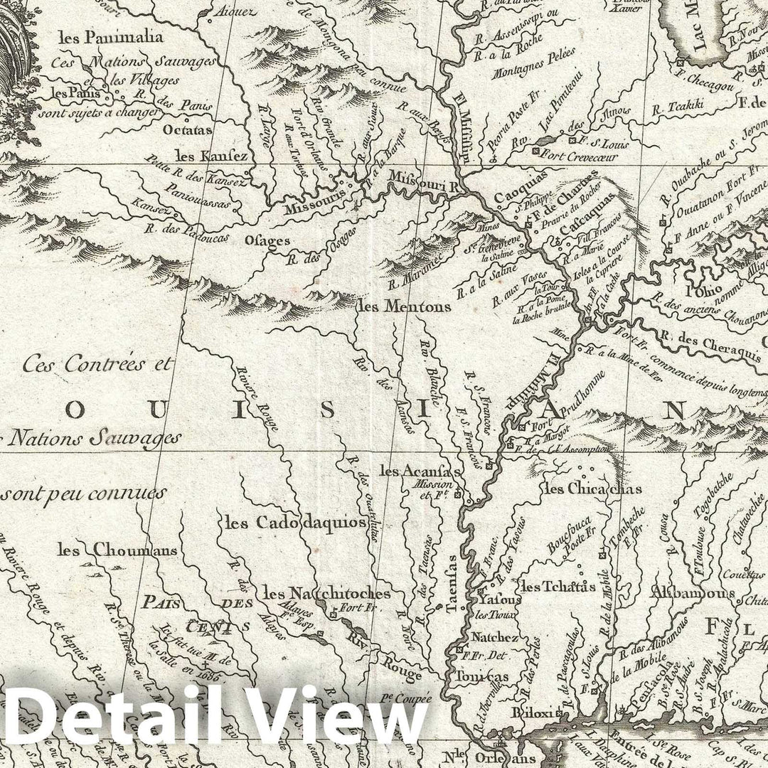 Historic Map : The French Louisiana, Bellin, 1764, Vintage Wall Art