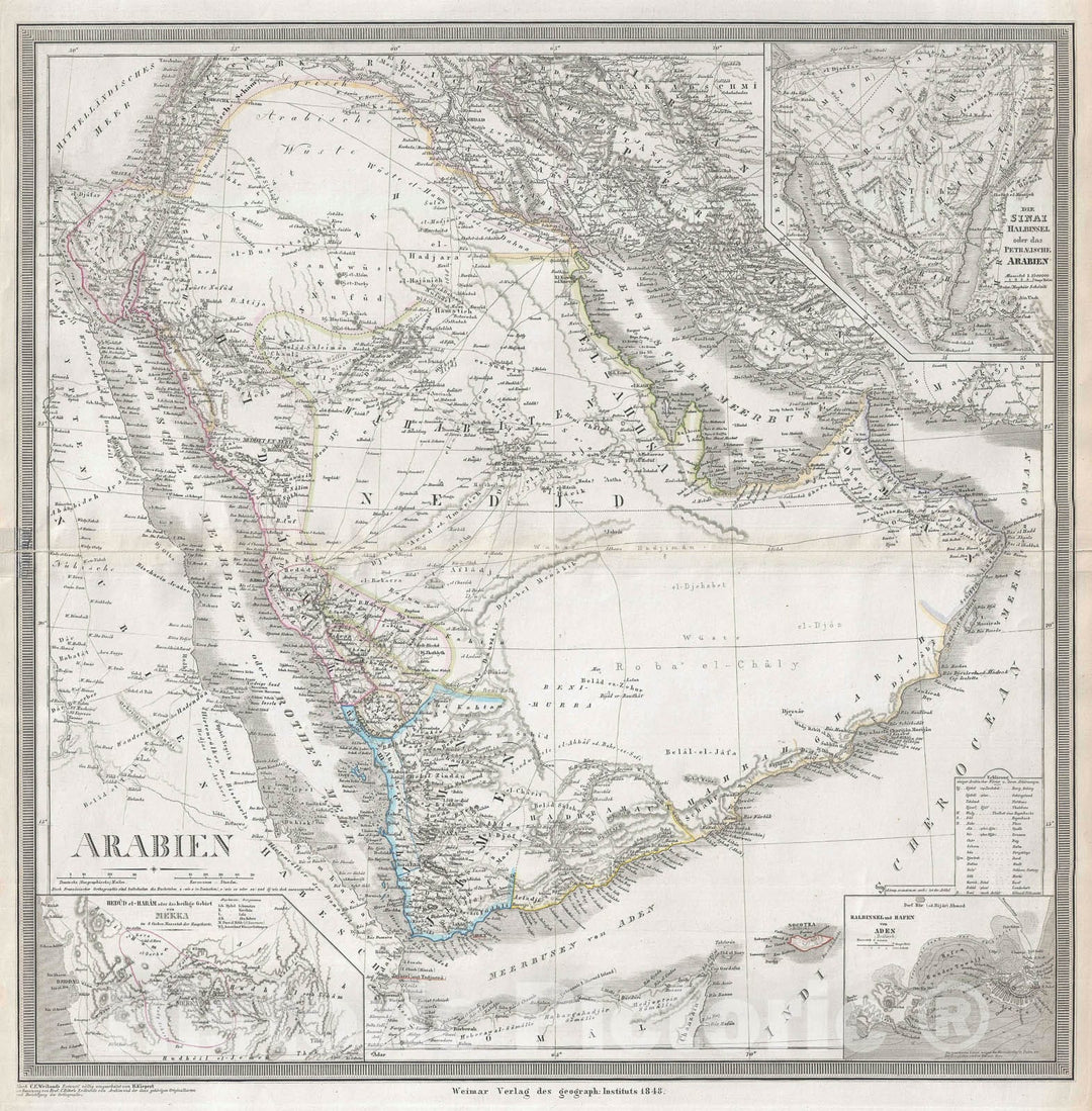 Historic Map : The Arabian Peninsula, Kiepert, 1848, Vintage Wall Art