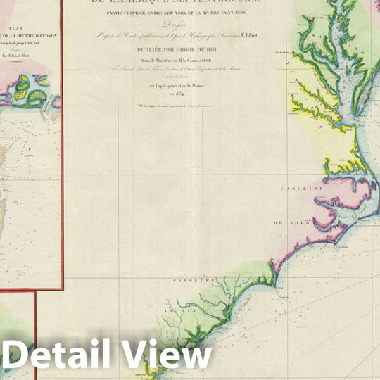 Historic Map : The United States East Coast: New York City to St. John's River, Florida, Blunt, 1834, Vintage Wall Art