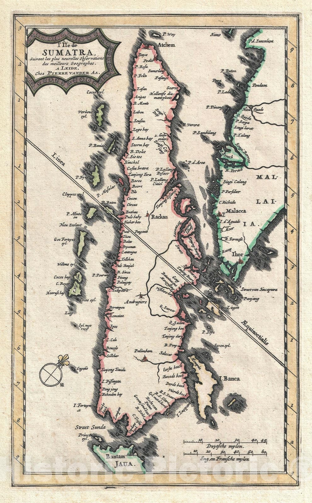 Historic Map : Sumatra, Singapore, and Malaya, Van der Aa, 1727, Vintage Wall Art