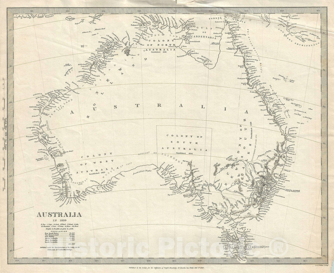 Historic Map : Australia, S.D.U.K., 1840 v1, Vintage Wall Art