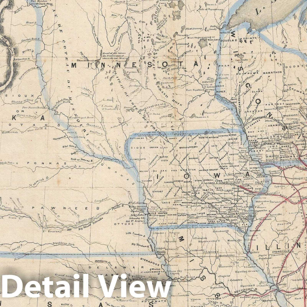 Historic Map : The American Middle West, Nebraska and Kansas Territory, Beadle, 1856, Vintage Wall Art