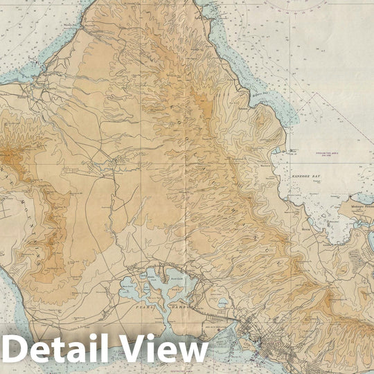 Historic Map : Nautical Chart Oahu, Hawaii, U.S. Coast Survey, 1948, Vintage Wall Art