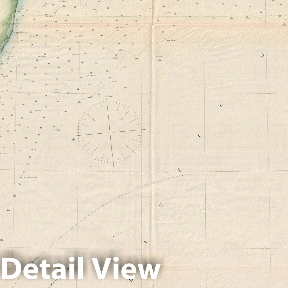 Historic Map : The Atlantic Coast from Nantucket to Cape Hatteras, U.S. Coast Survey, 1863, Vintage Wall Art