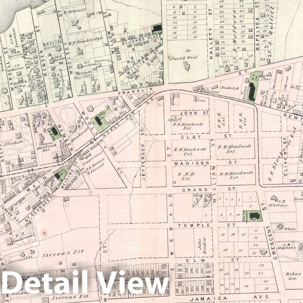 Historic Map : Astoria, Queens, New York City, Beers, 1873, Vintage Wall Art