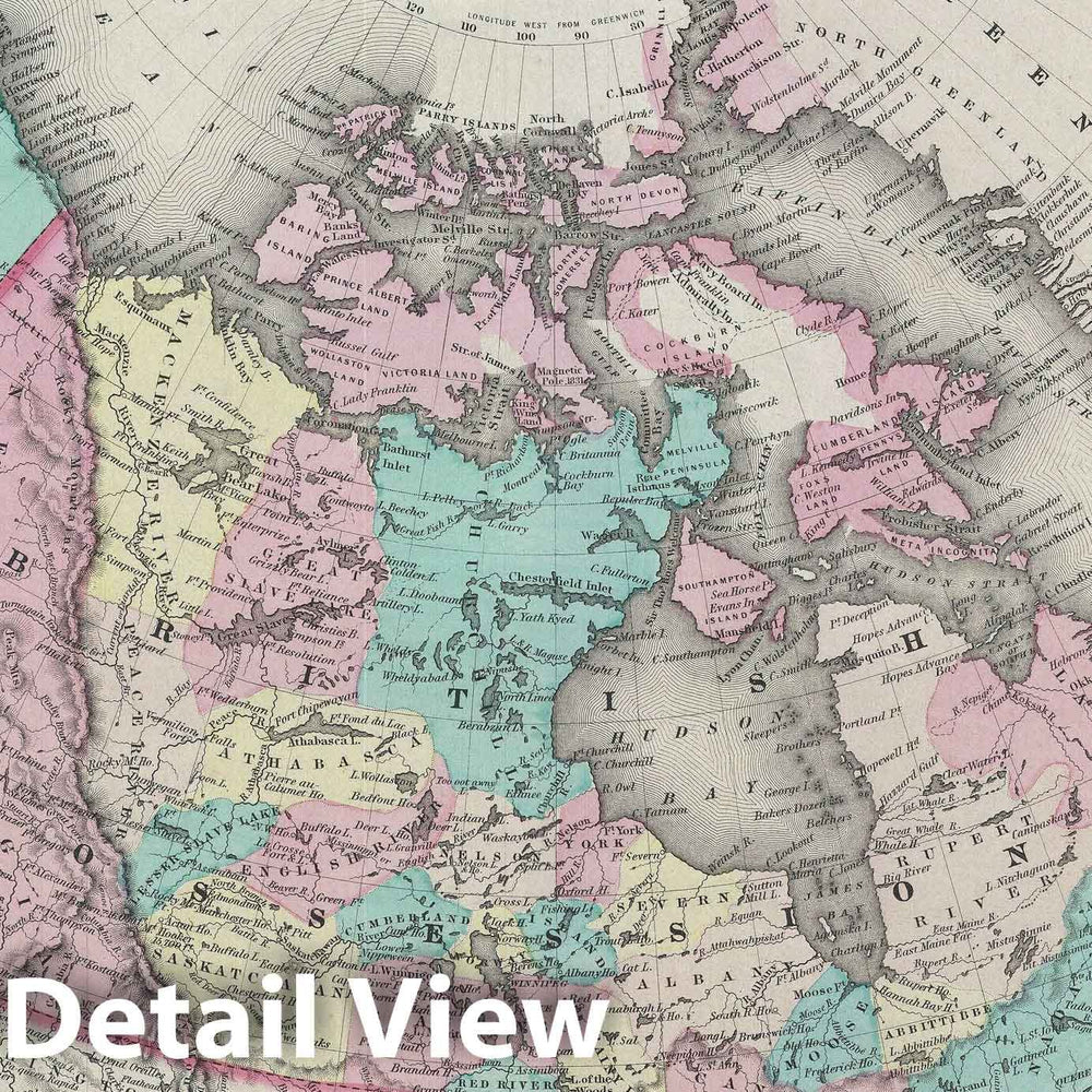 Historic Map : Canada or The British Possessions in North America, Colton, 1856, Vintage Wall Art