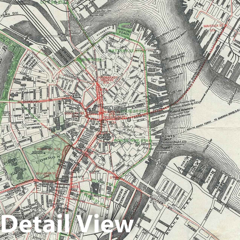 Historic Map : Plan of The City of Boston, Massachusetts, Walker, 1905, Vintage Wall Art