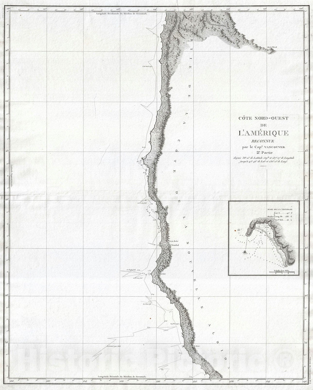 Historic Map : Oregon and Northern California, Vancouver, 1799, Vintage Wall Art