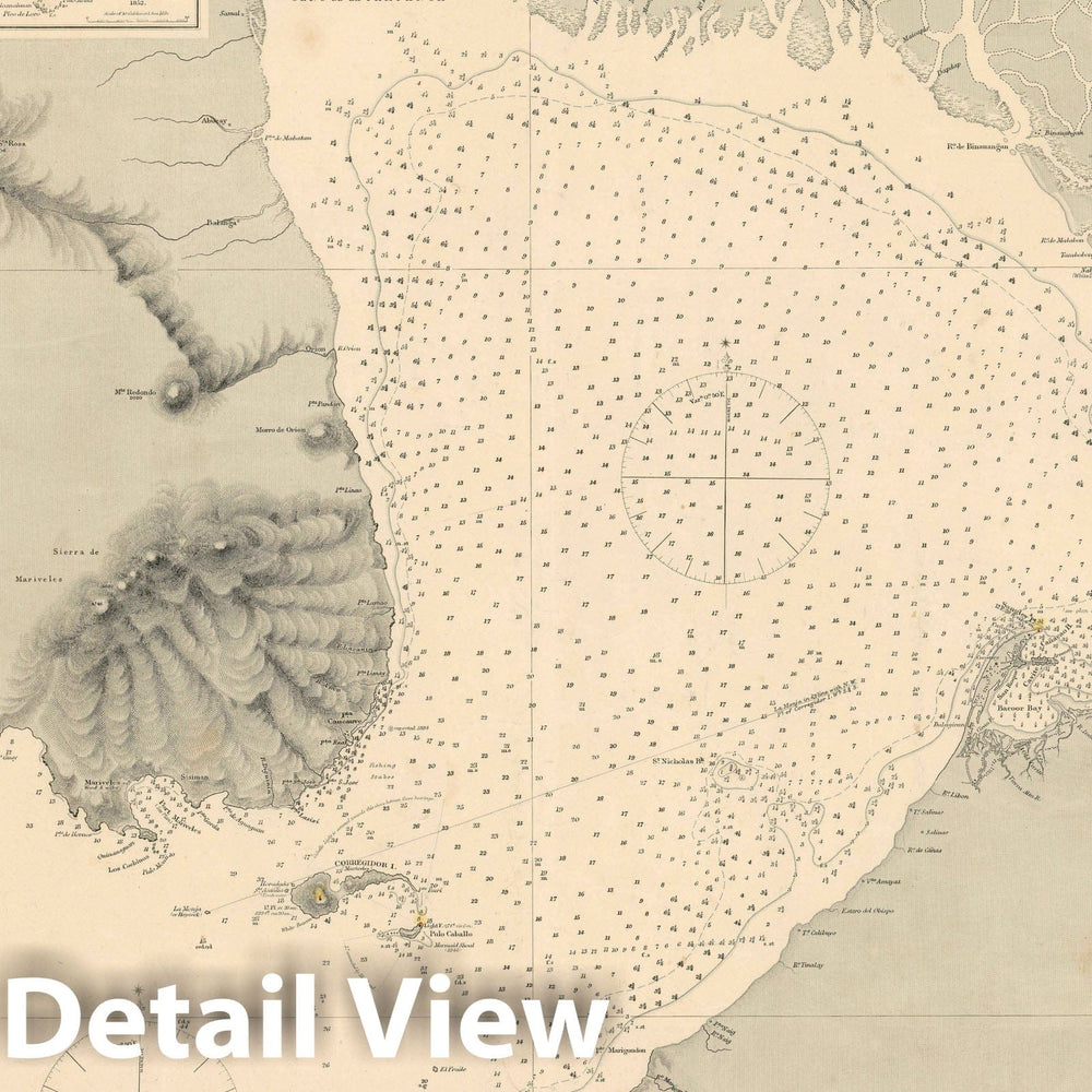 Historic Map : Manila Bay, Hydrographic Office, 1886, Vintage Wall Art