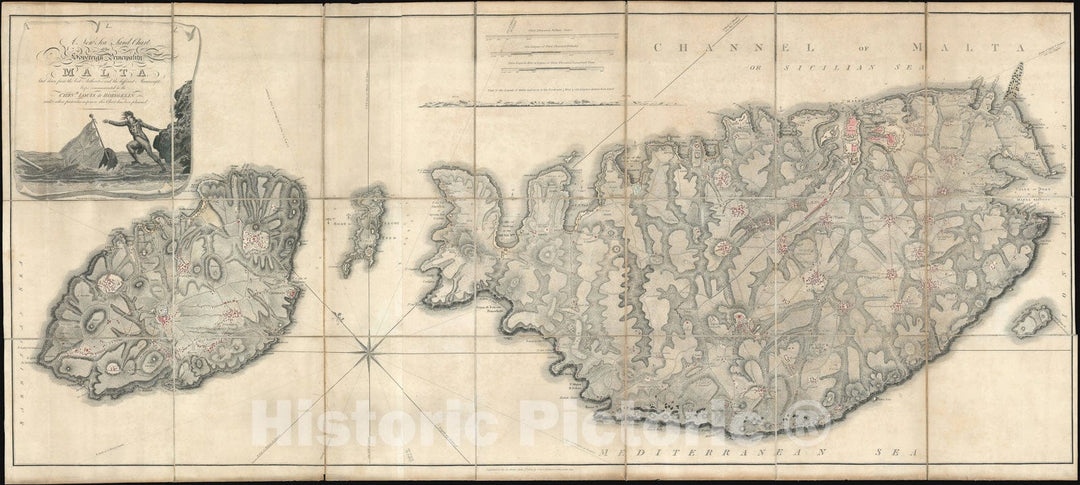 Historic Map : Malta and Gozo, Neele - Boisgelin, 1804, Vintage Wall Art