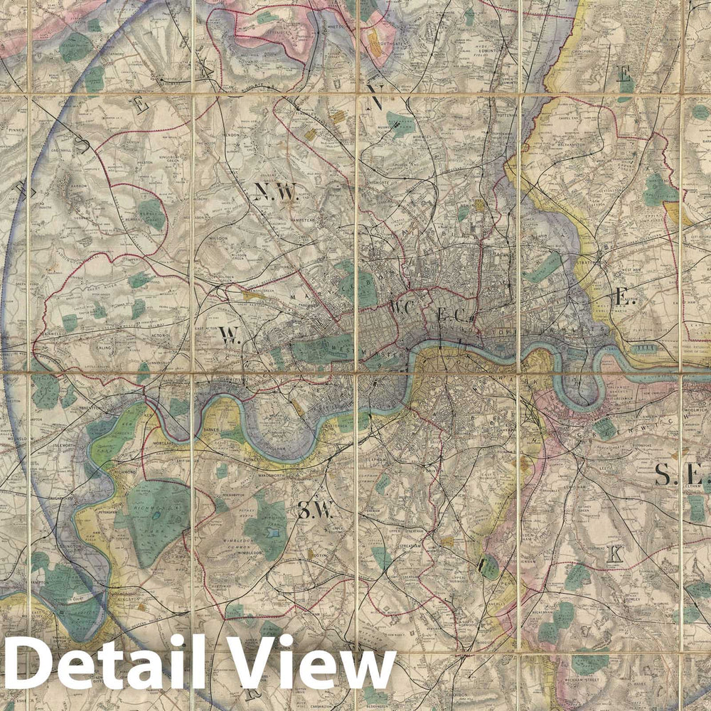 Historic Map : London, England, Davies, 1875, Vintage Wall Art