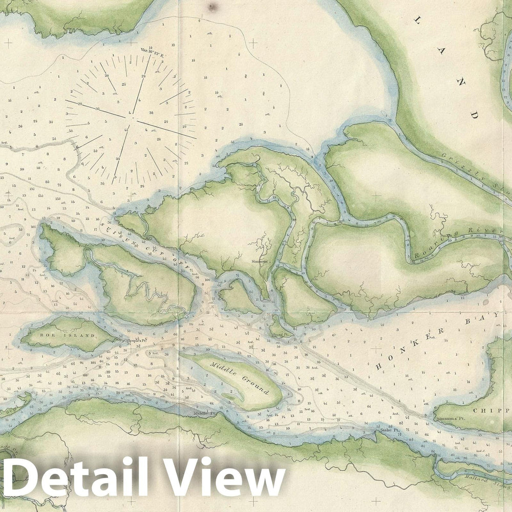 Historic Map : Nautical Chart Suisun Bay, California, U.S. Coast Survey, 1867, Vintage Wall Art