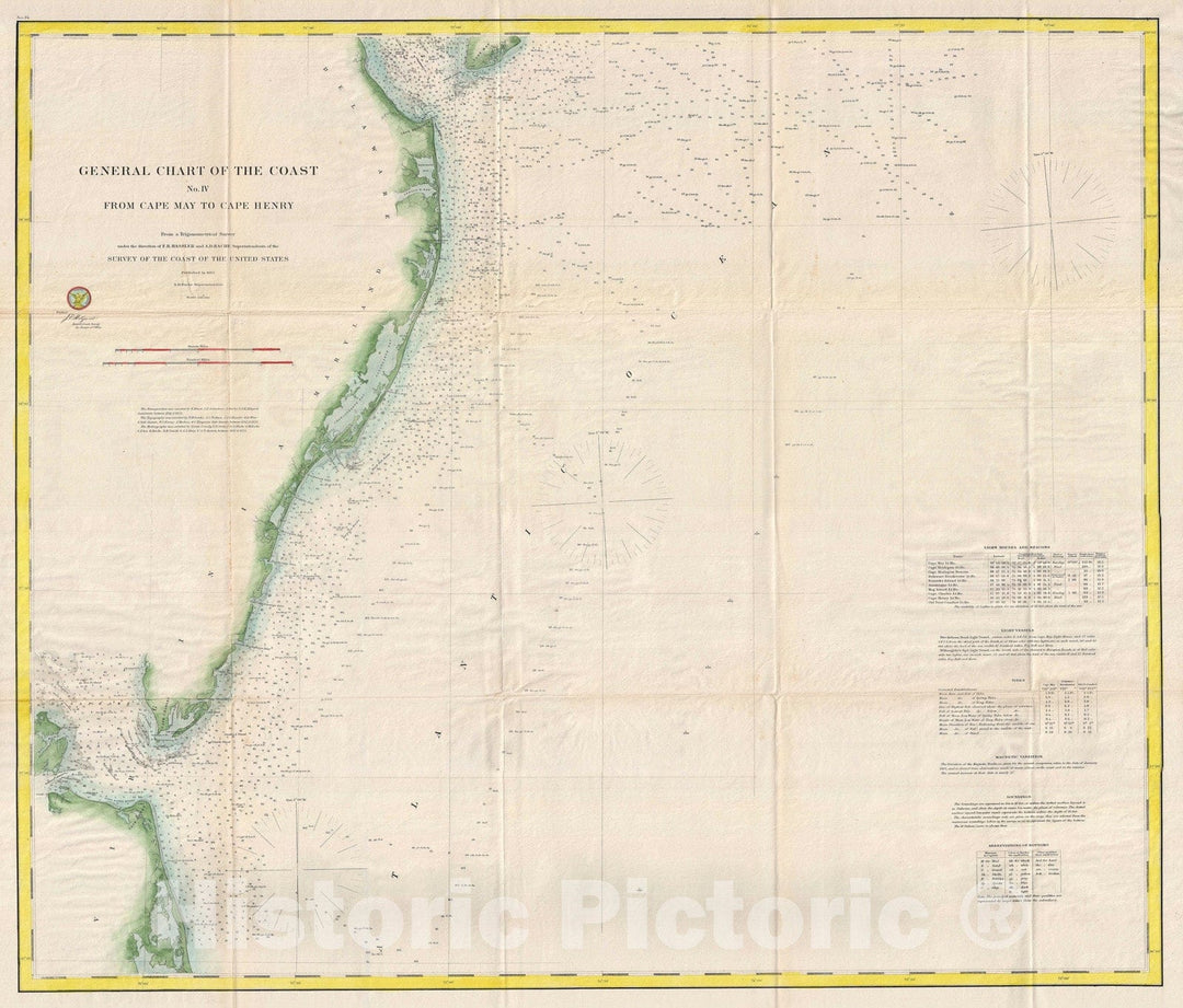 Historic Map : The entrance to The Chesapeake Bay and Delaware Bay, U.S. Coast Survey, 1862, Vintage Wall Art