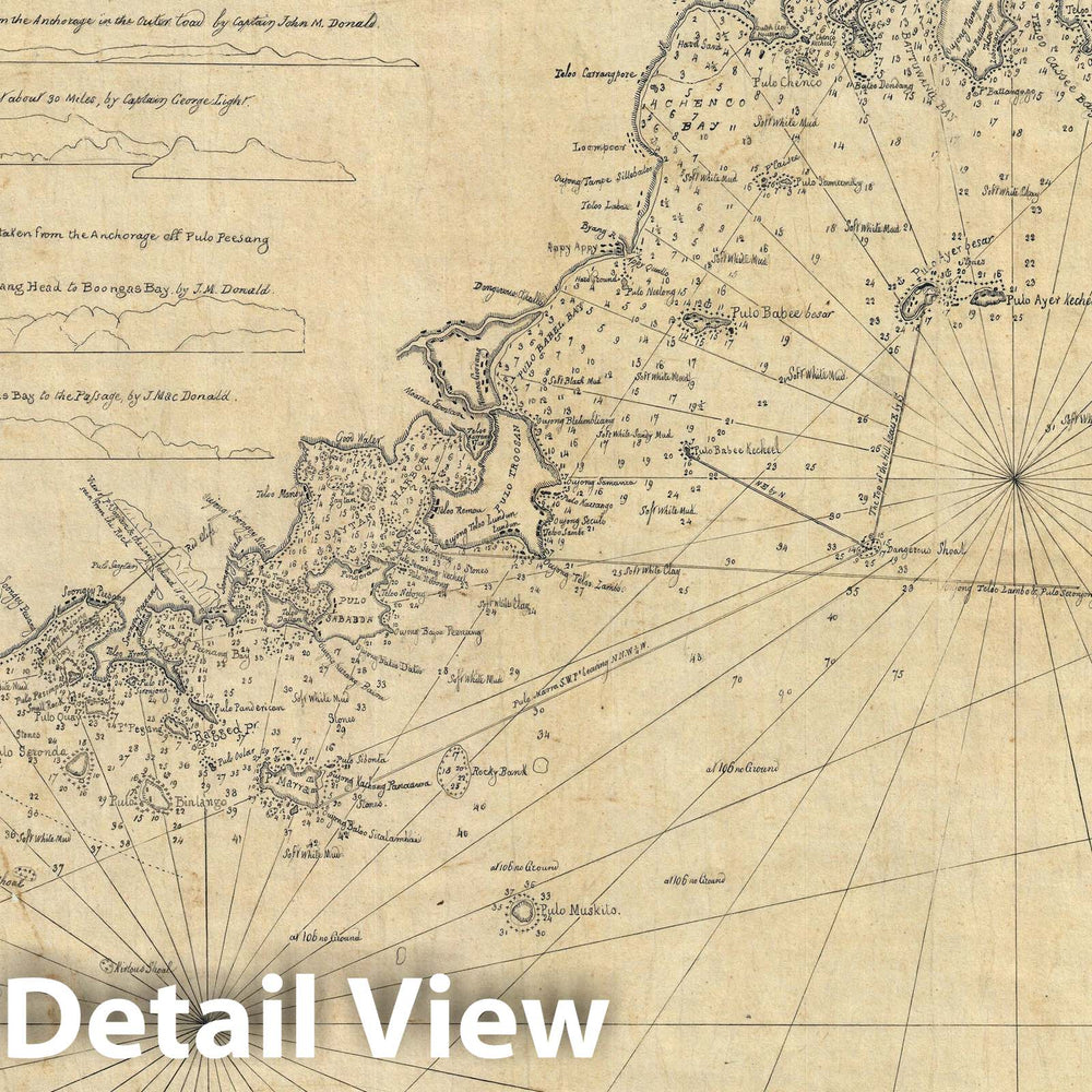 Historic Map : Nautical Western Sumatra "vicinity of Pedang", MacDonald, 1820, Vintage Wall Art