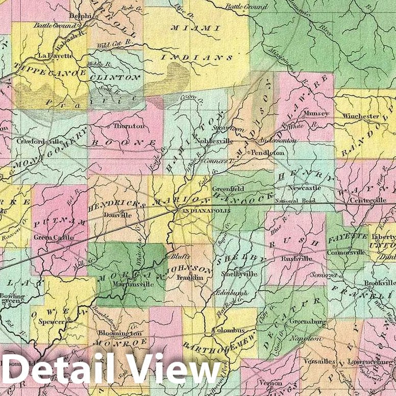 Historic Map : Indiana, Burr, 1833, Vintage Wall Art