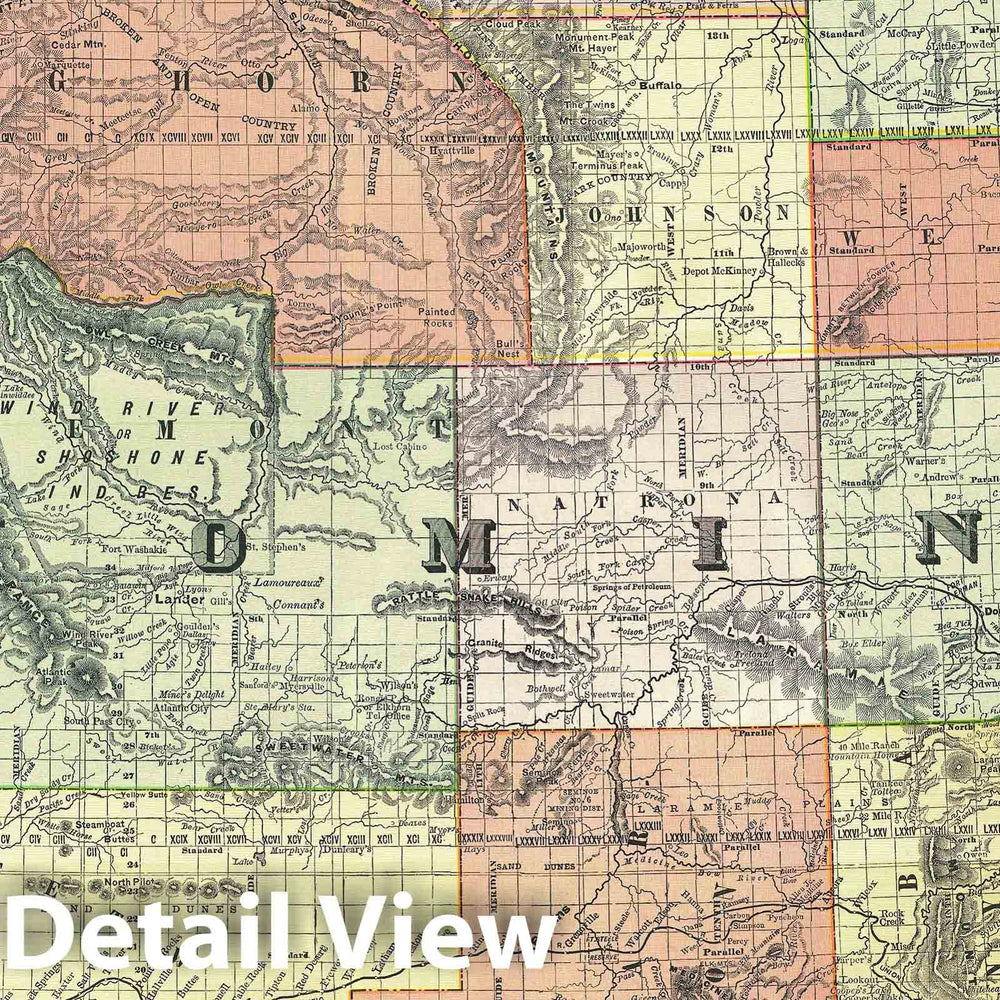 Historic Map : Wyoming, Rand McNally, 1891, Vintage Wall Art