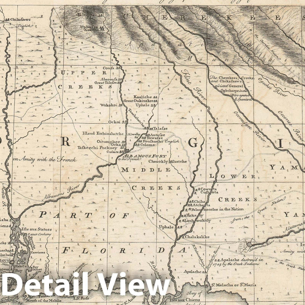 Historic Map : Georgia - first specific Map of, Bowen, 1748, Vintage Wall Art