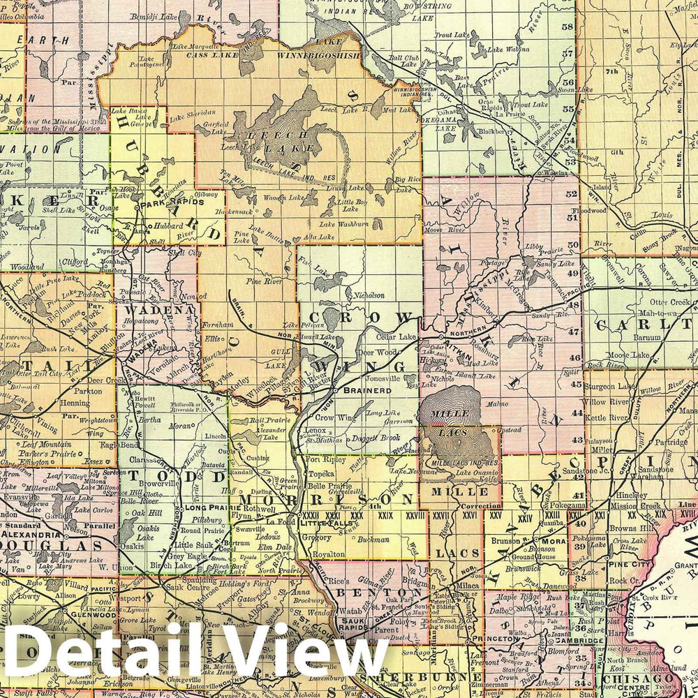 Historic Map : Minnesota, Rand McNally, 1889, Vintage Wall Art