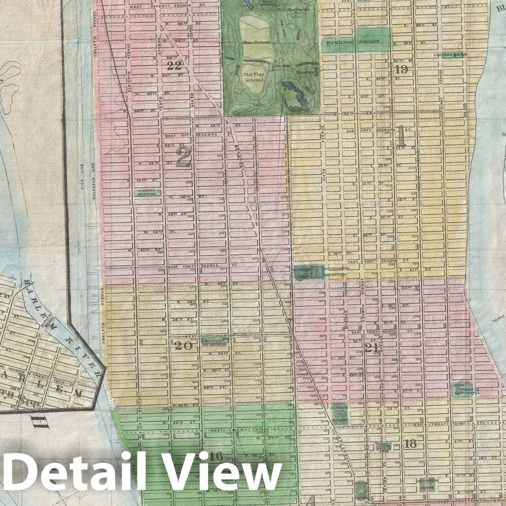 Historic Map : New York City, New York, Baldwin, 1866, Vintage Wall Art