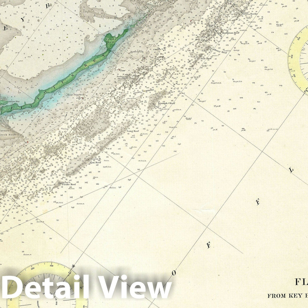 Historic Map : Key Biscayne Bay "Miami", Florida, U.S. Coast Survey, 1909, Vintage Wall Art