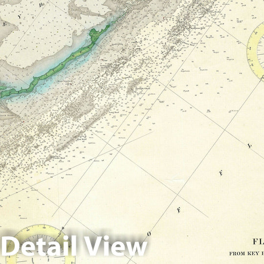 Historic Map : Key Biscayne Bay "Miami", Florida, U.S. Coast Survey, 1909, Vintage Wall Art