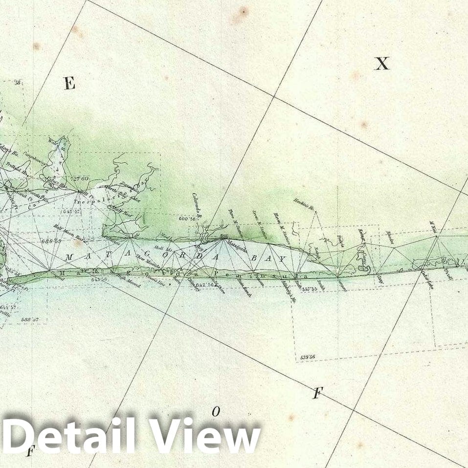 Historic Map : The Texas Coast from Corpus Christi to Galveston, U.S. Coast survey, 1860 v1, Vintage Wall Art