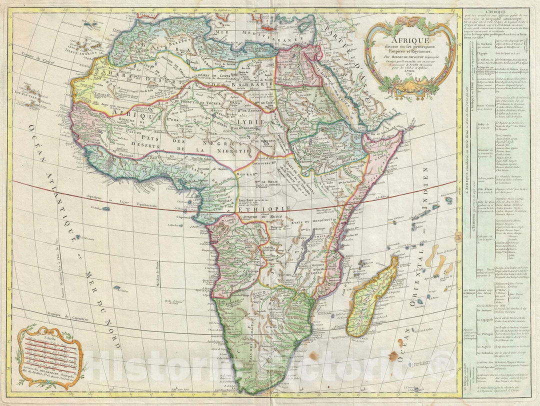 Historic Map : Africa, Vaugondy, 1795, Vintage Wall Art