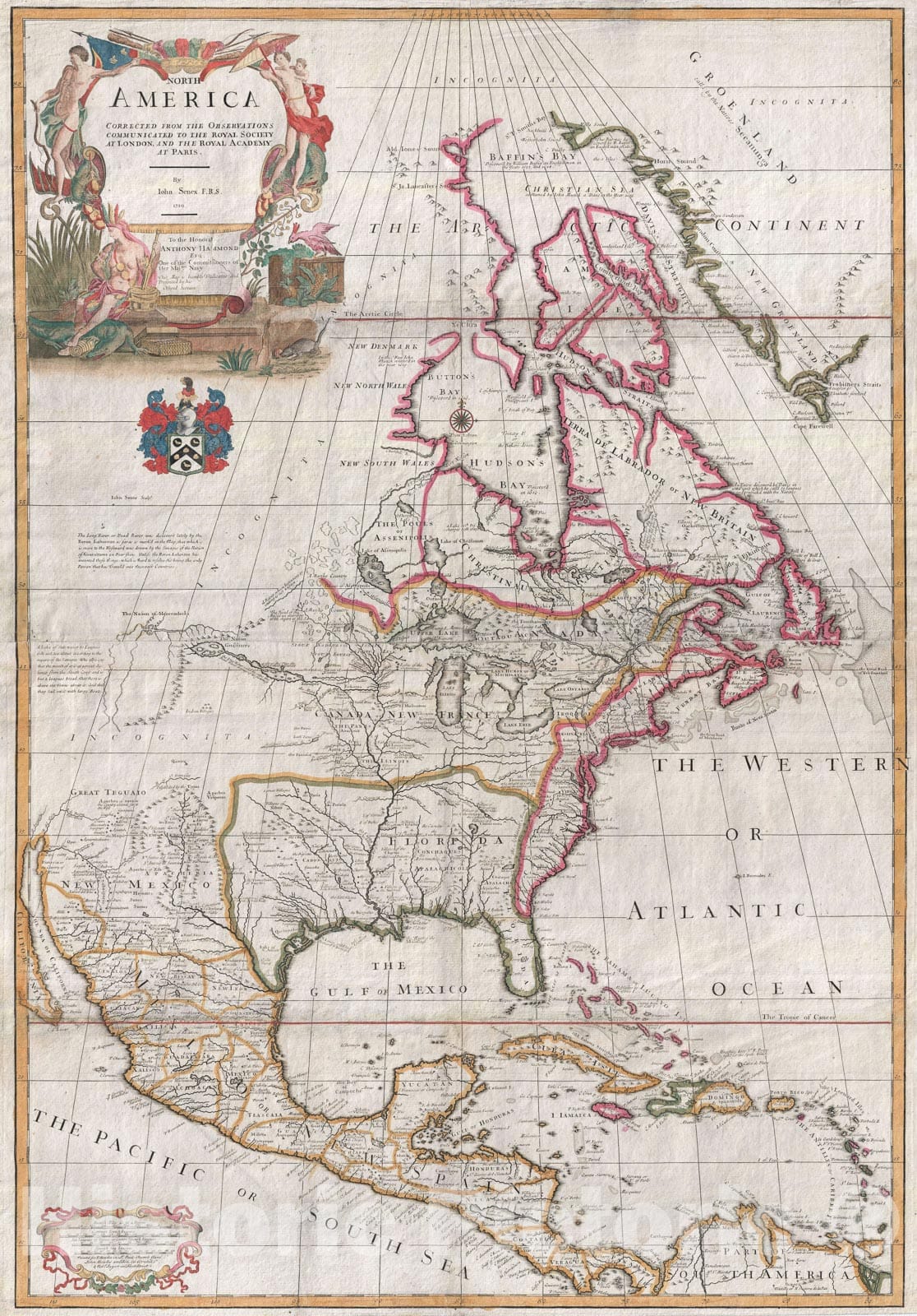 Historic Map : North America, Senex, 1710 v2, Vintage Wall Art