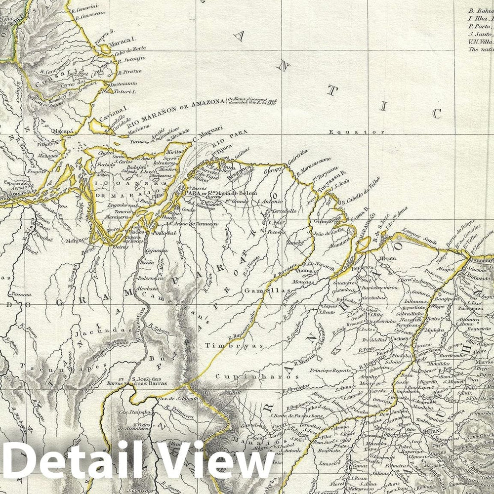 Historic Map : Brazil and Guyana, S.D.U.K., 1836, Vintage Wall Art